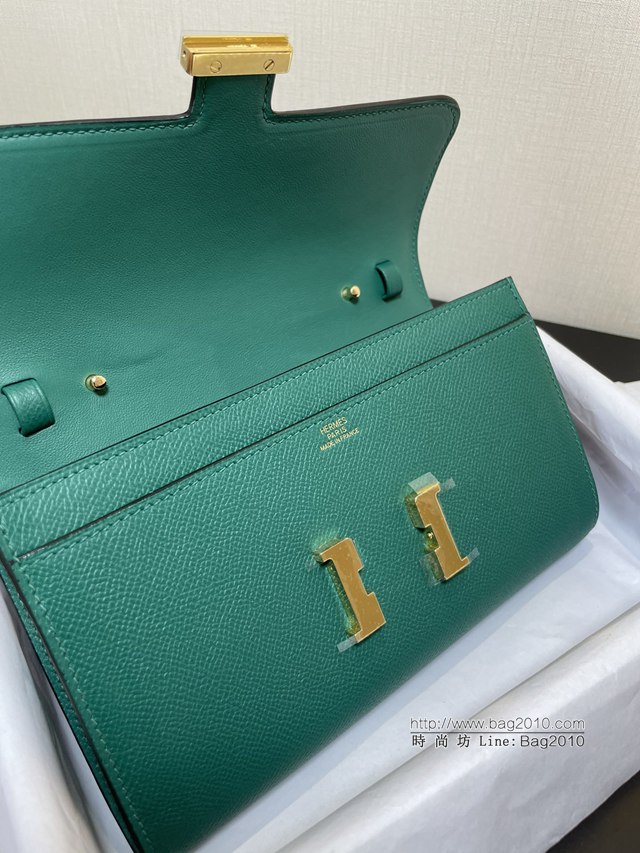 Hermes女士小挎包 愛馬仕Constance康康to go斜挎包 墨綠金扣  tdh2288